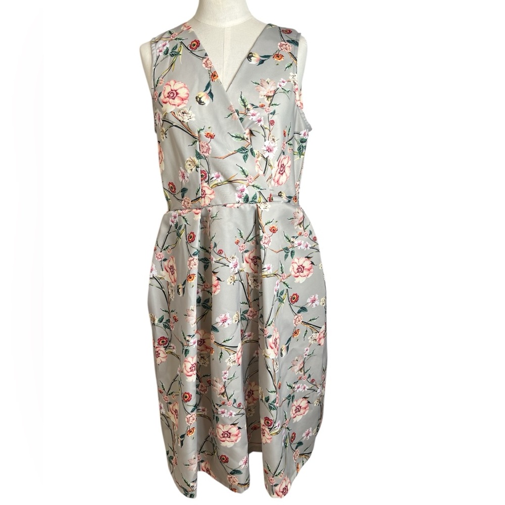 Closet London Gray Floral Midi Dress